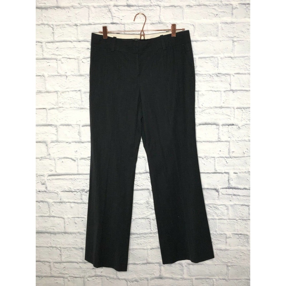 Ann Taylor Petite Gray Wool Cotton Blend Stretch Bootcut Slacks Dress Pants 8P
